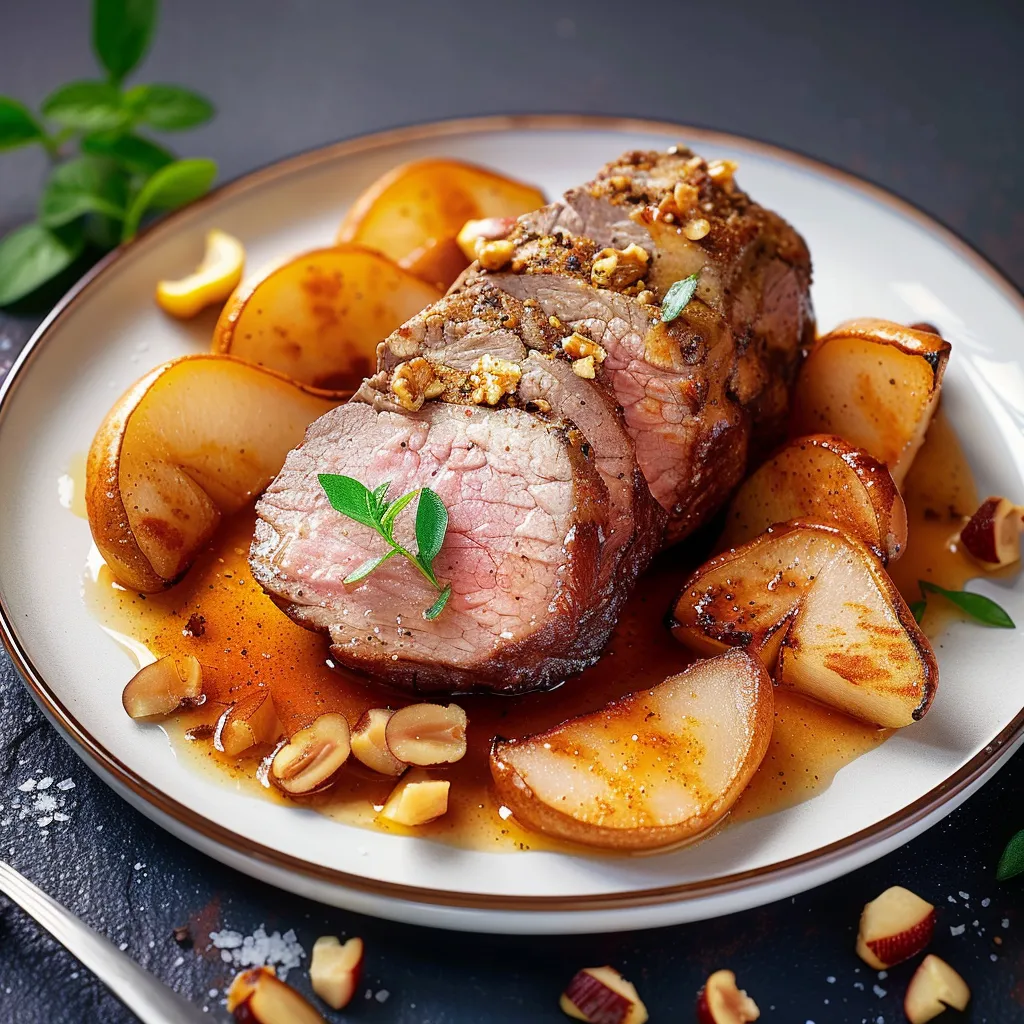 Filet mignon farci aux poires et aux épices