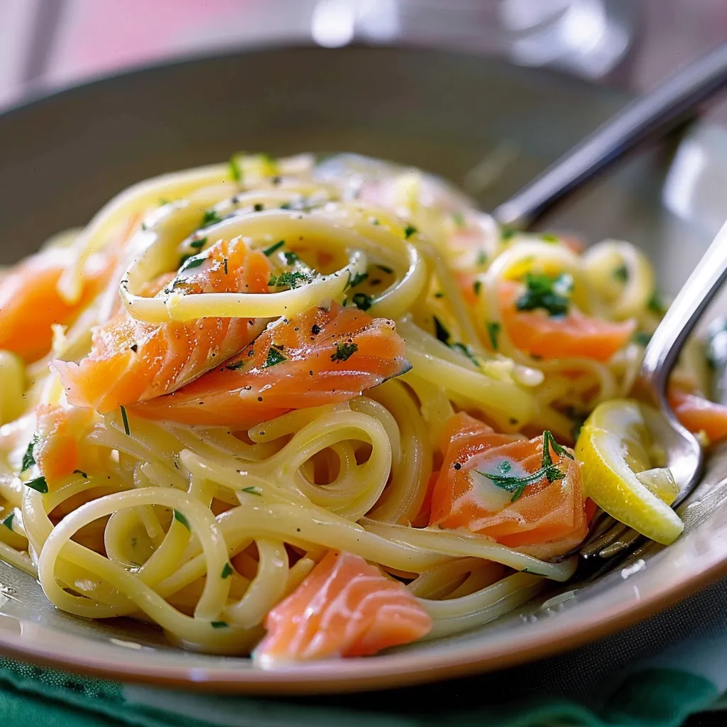 Linguines saumon citron herbes