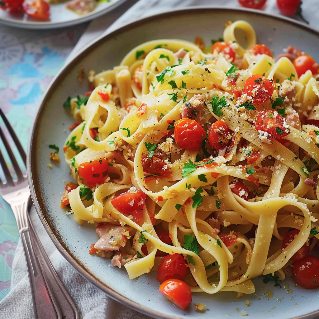 Fettuccines aux anchois et thon