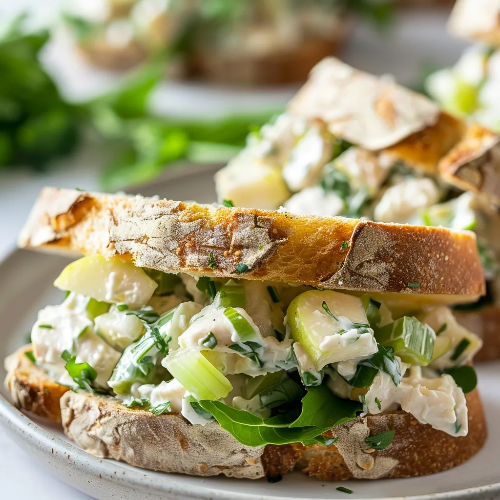 Savourez des sandwichs au poulet et poire avec herbes fraîches