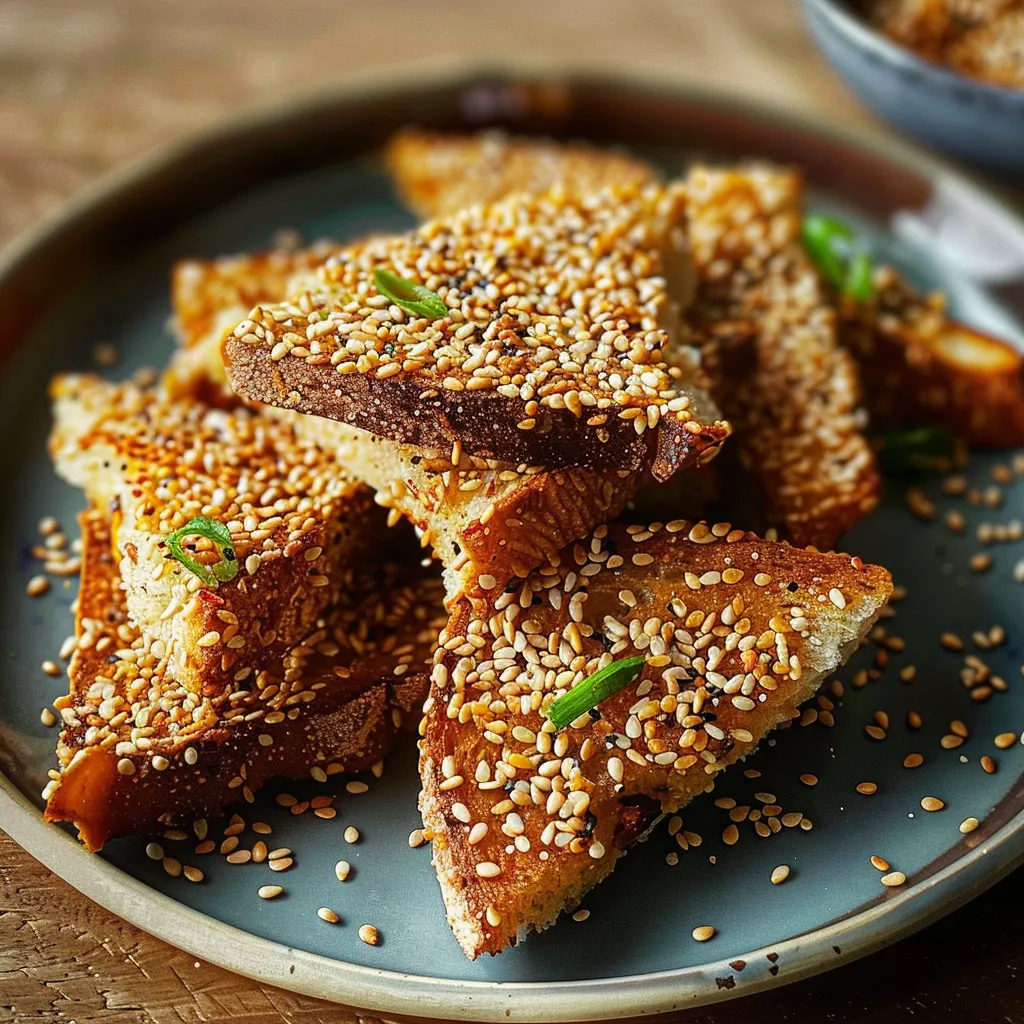 Tartines au sésame et crevettes