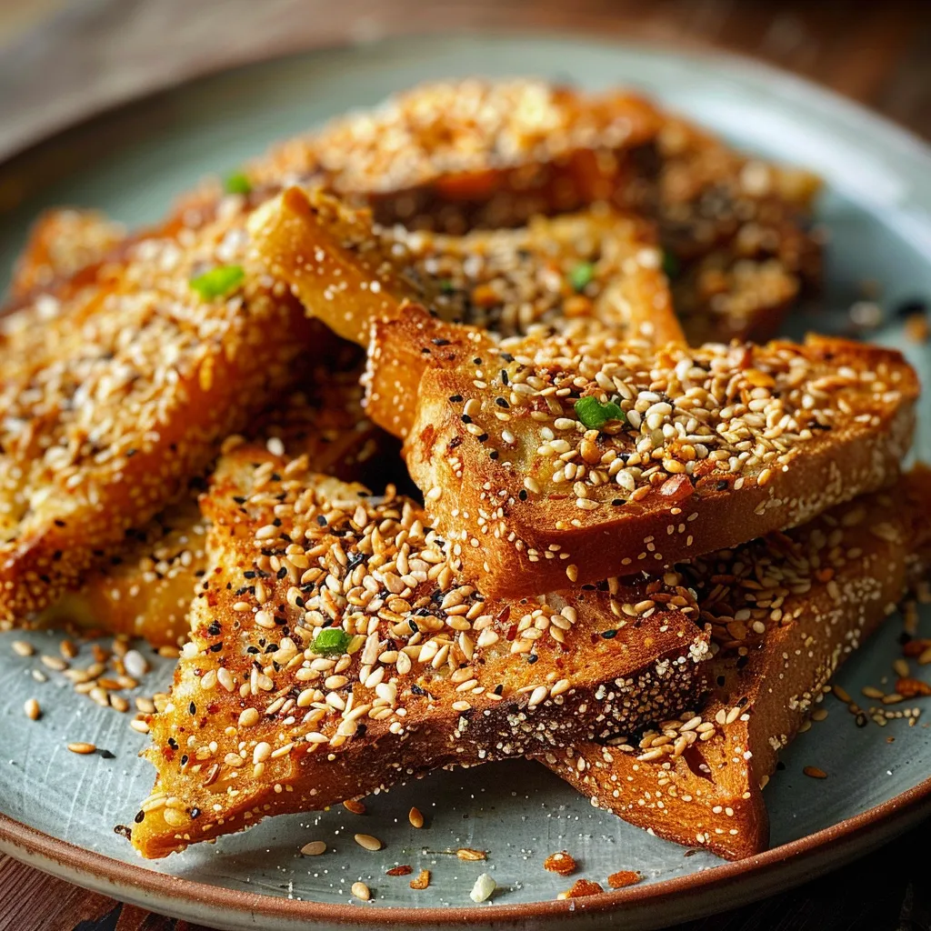 Délicieuses tartines au sésame et aux crevettes