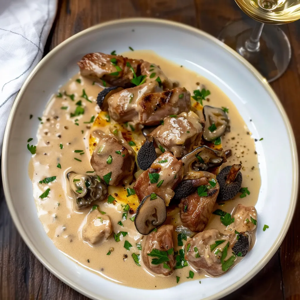 Délicieux veau aux morilles et sauce crémeuse