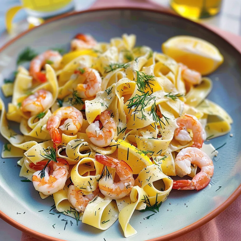 Pappardelles fines au citron et crevettes nordiques