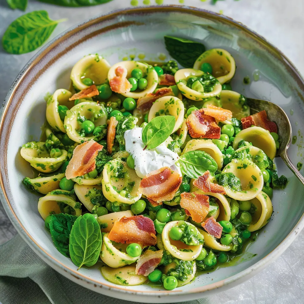 Orecchiettes petits pois et pancetta
