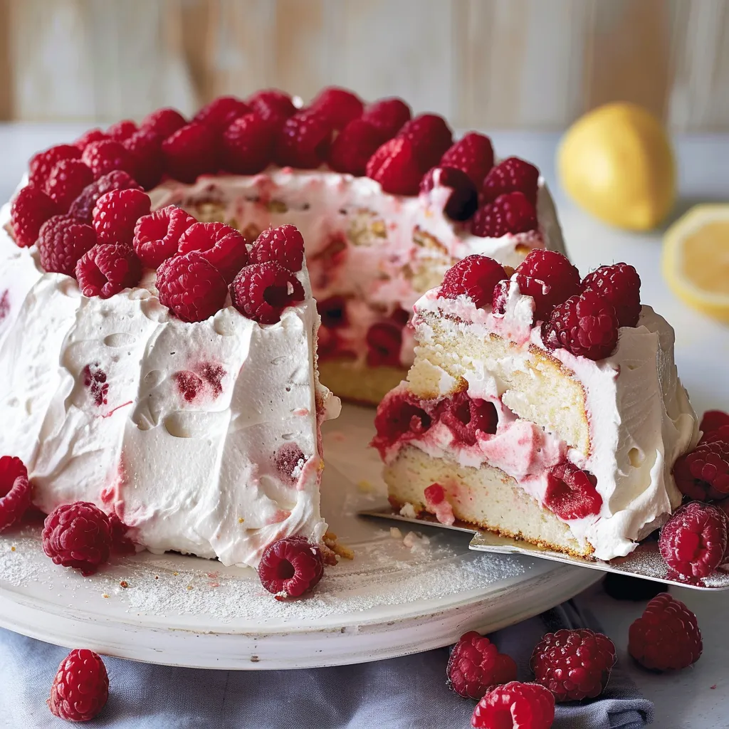 Gâteau des anges aux framboises