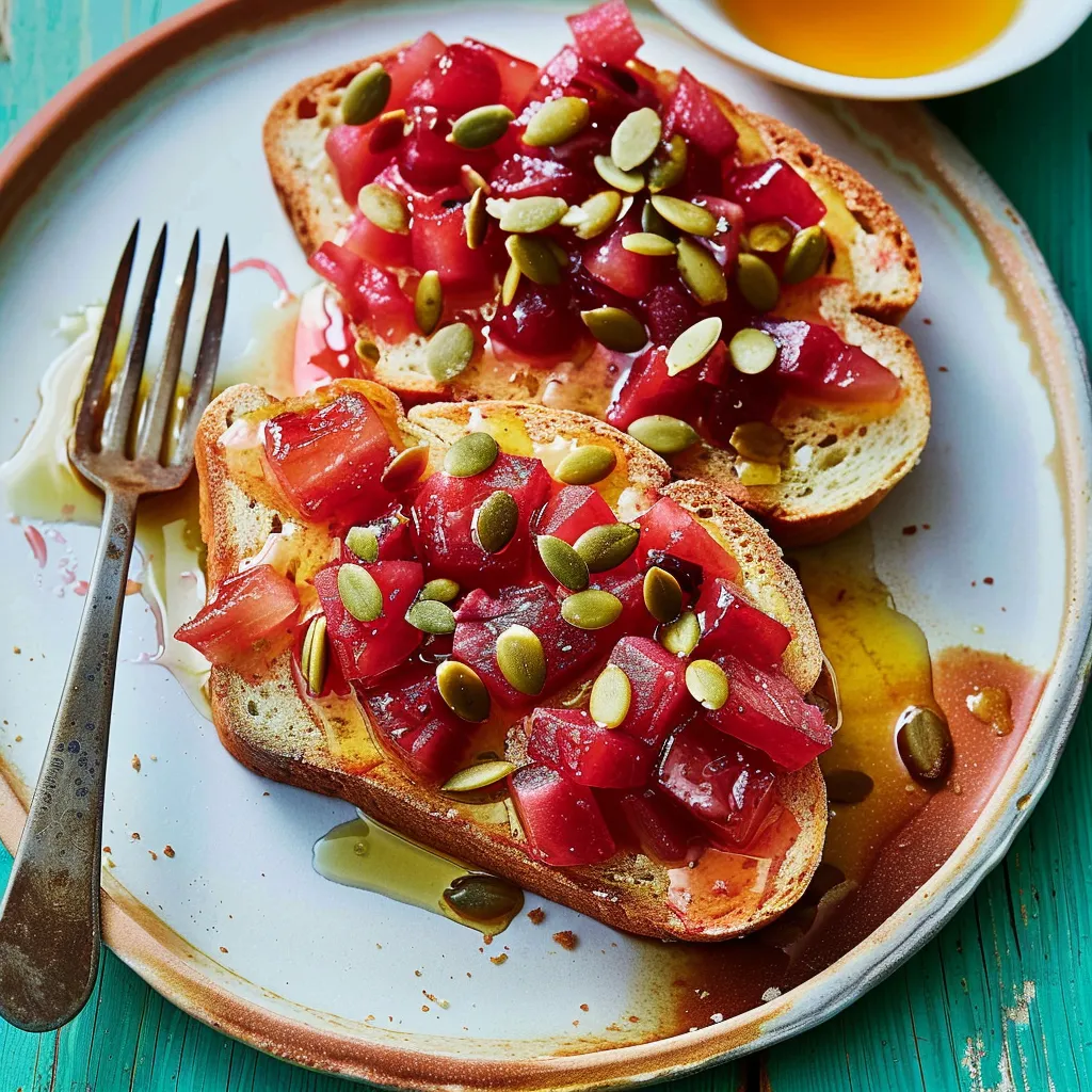 Bostocks gourmands avec compotée de rhubarbe et sirop d'érable