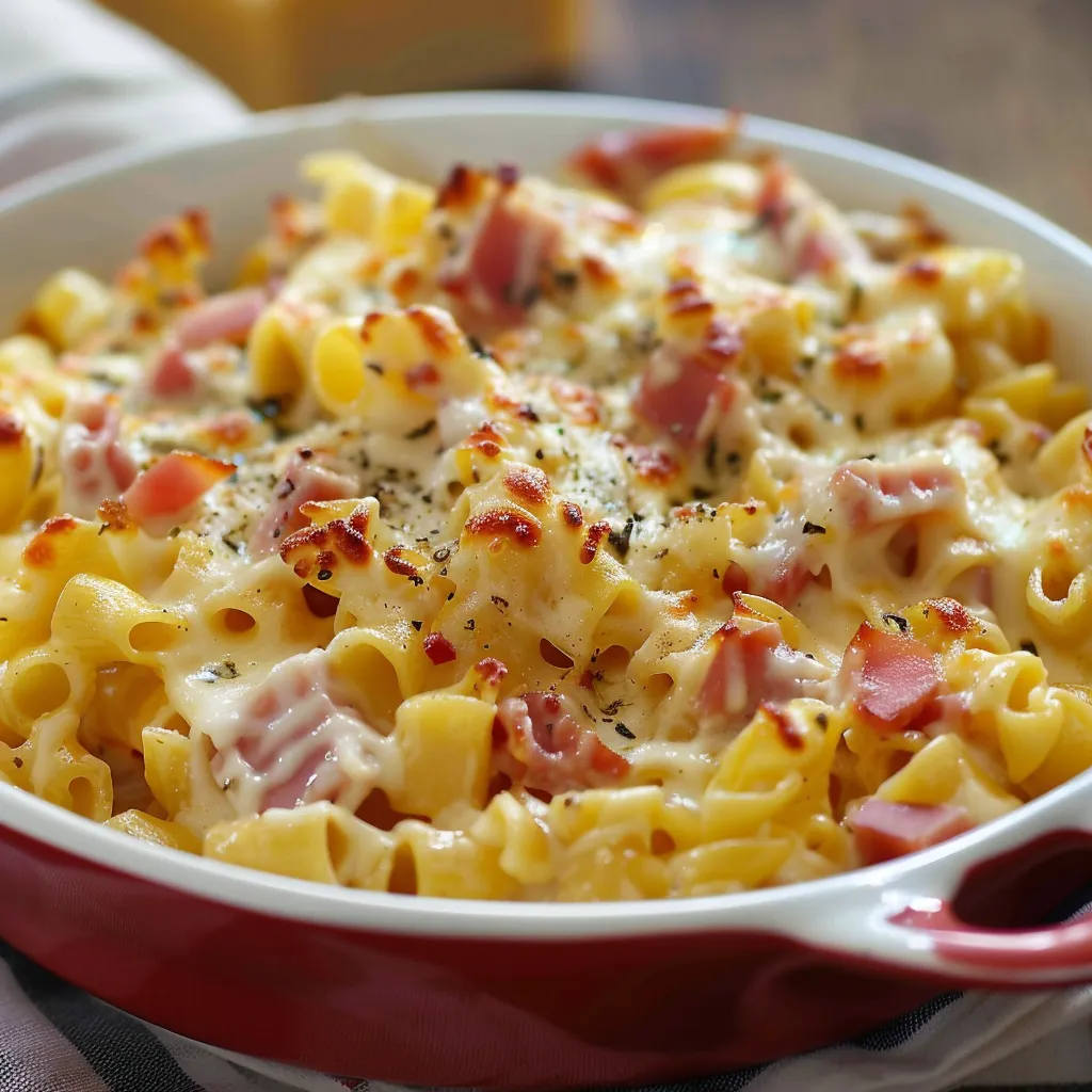 Gratin de pâtes au jambon