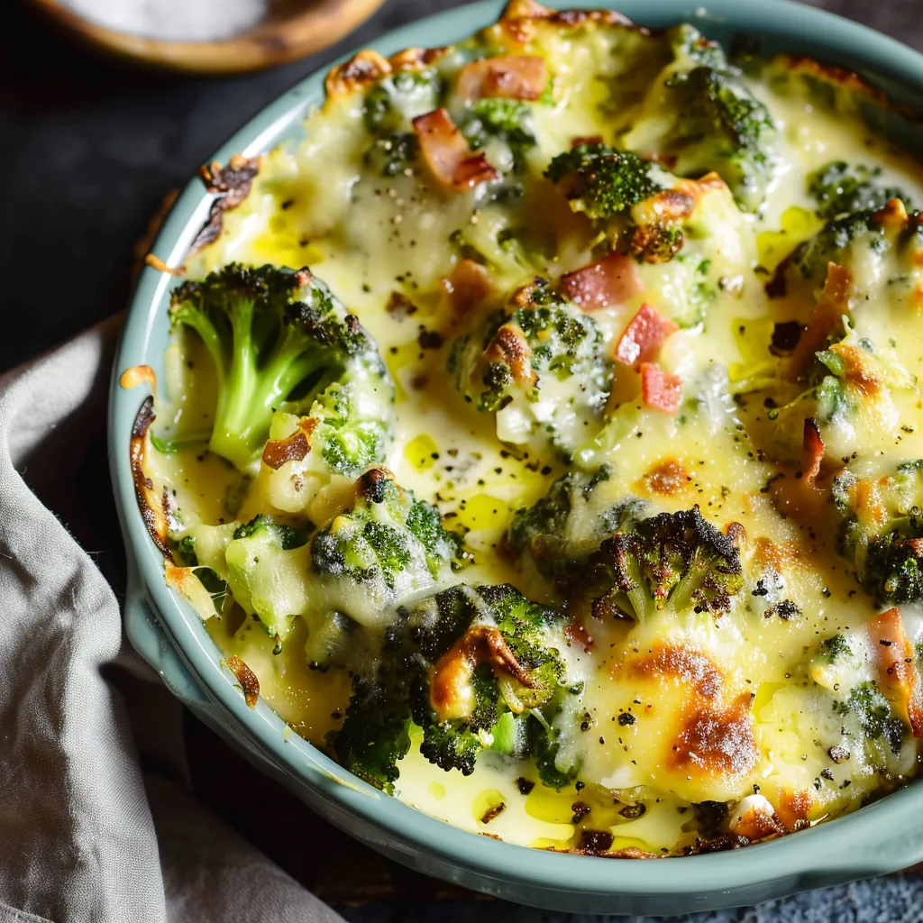 Gratin gourmand de brocolis au reblochon
