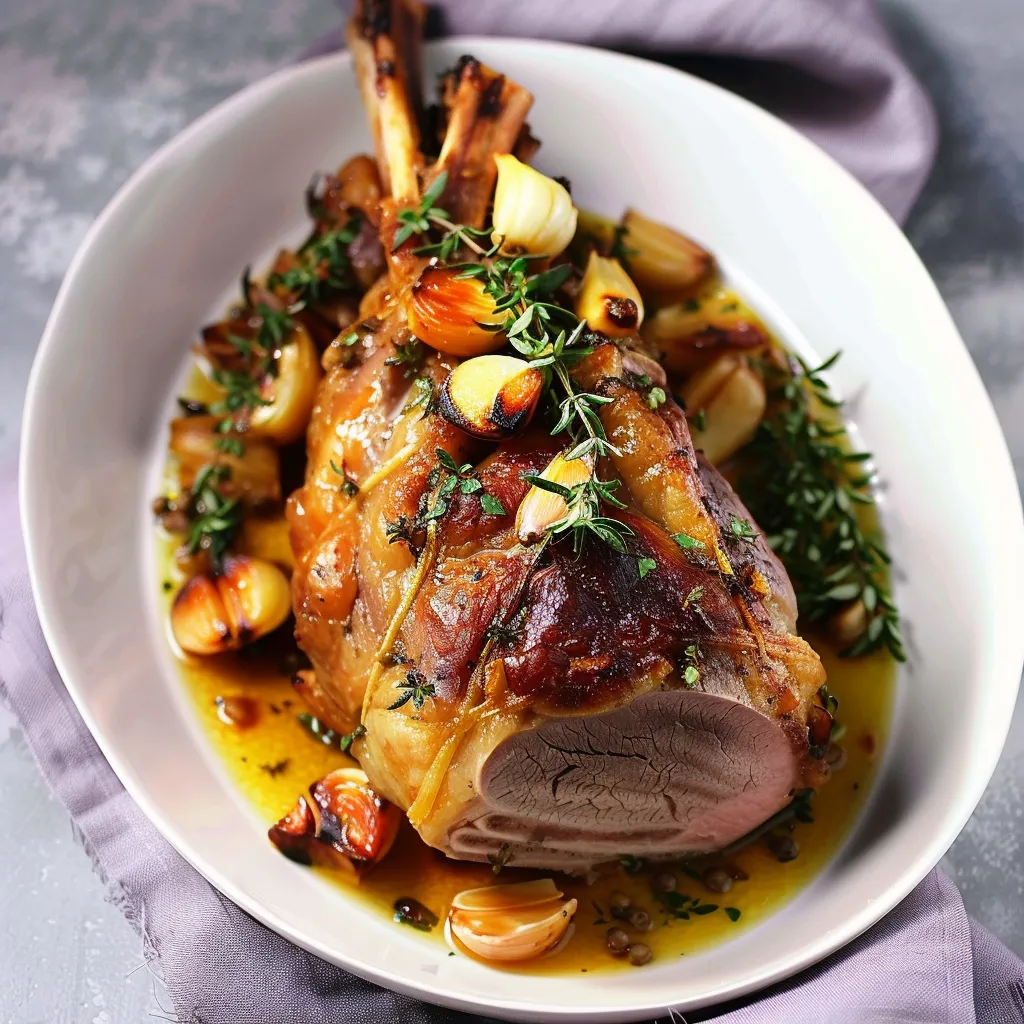 Gigot d'agneau rôti à l'ail