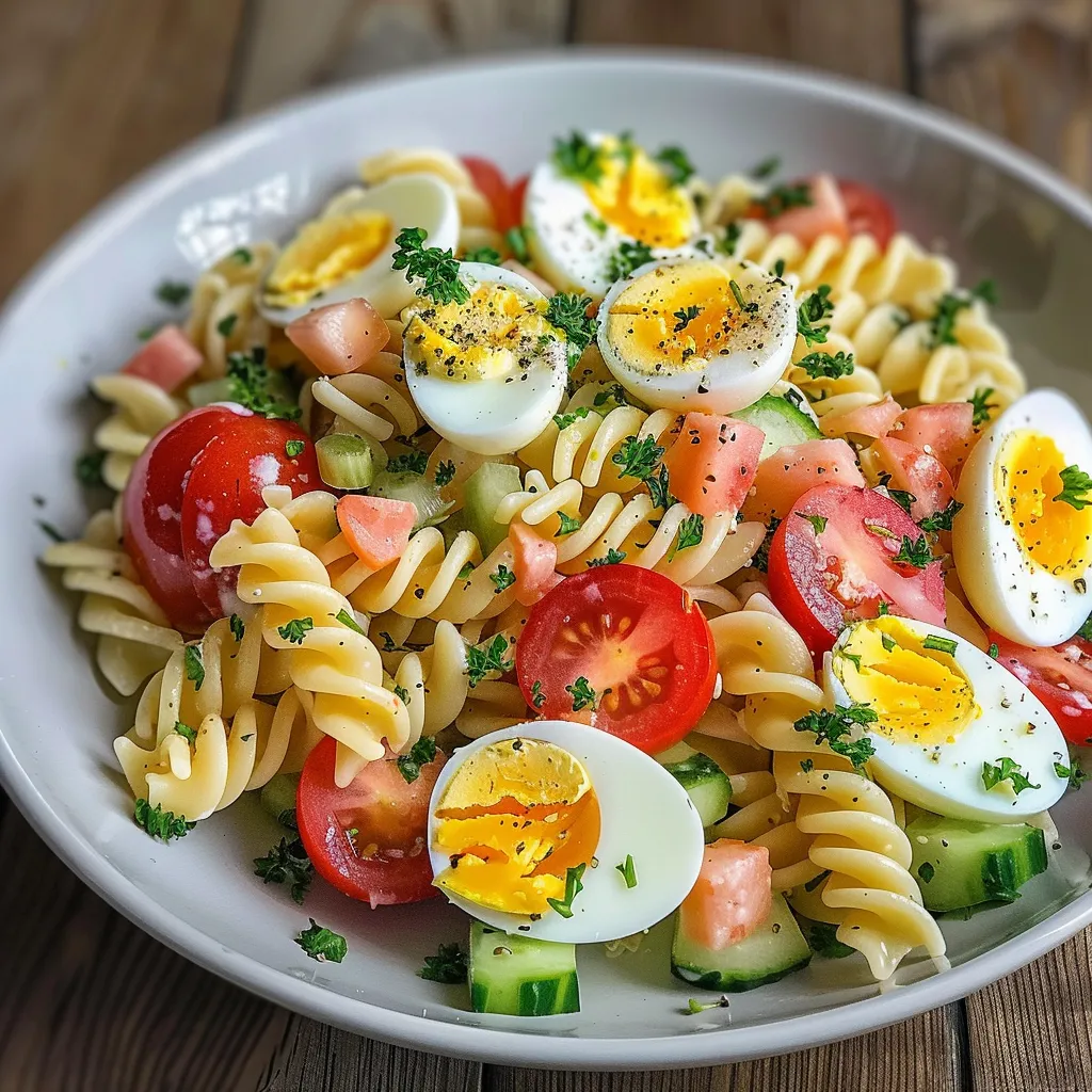 Salade de pâtes au surimi et œufs durs : fraîcheur et simplicité
