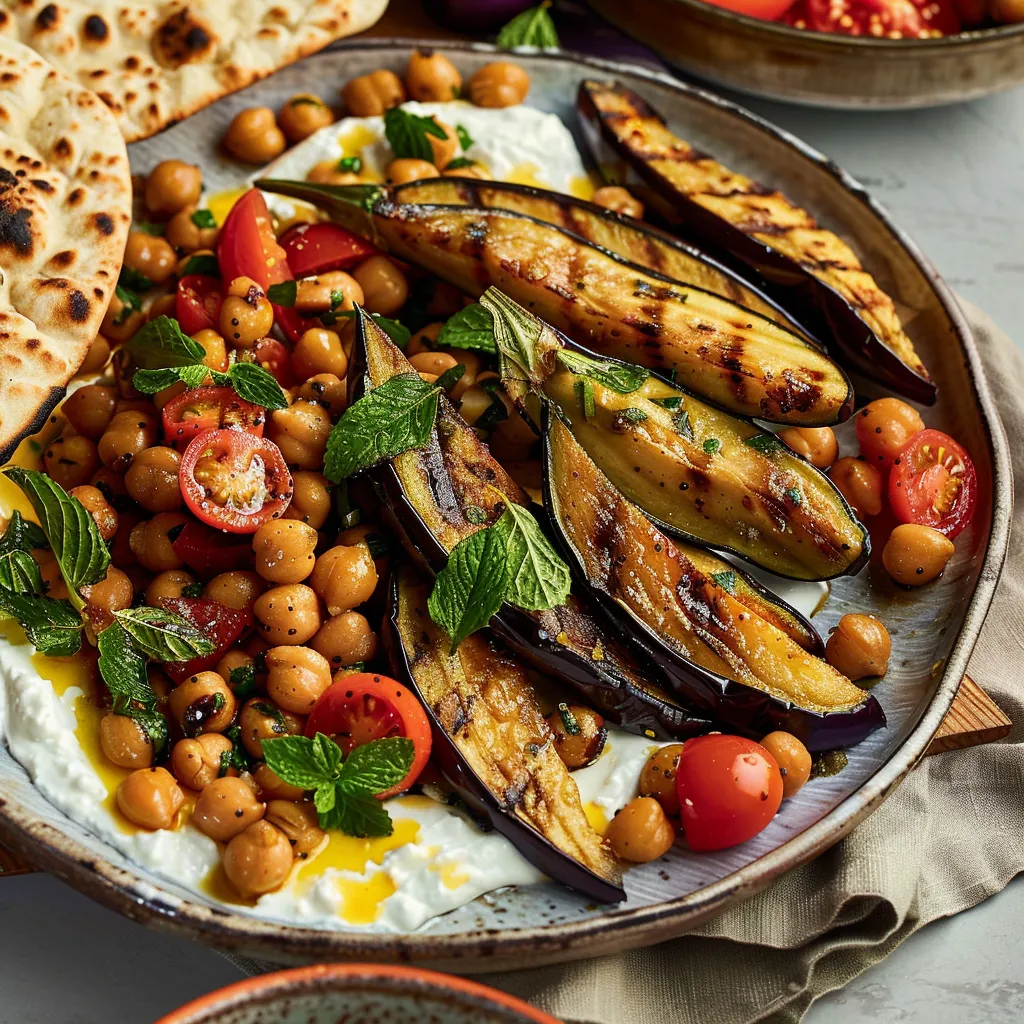 Aubergines grillées et épices