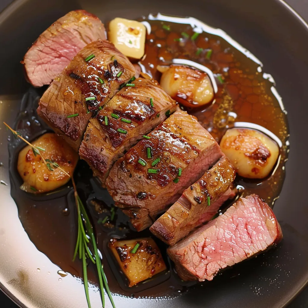 Filet mignon au miel et notes sucrées-salées