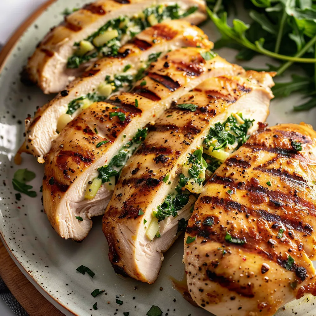 Poulet farci à la roquette
