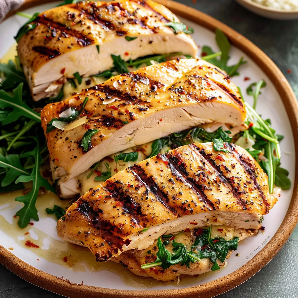 Poulet farci à la roquette et parmesan, simplicité savoureuse