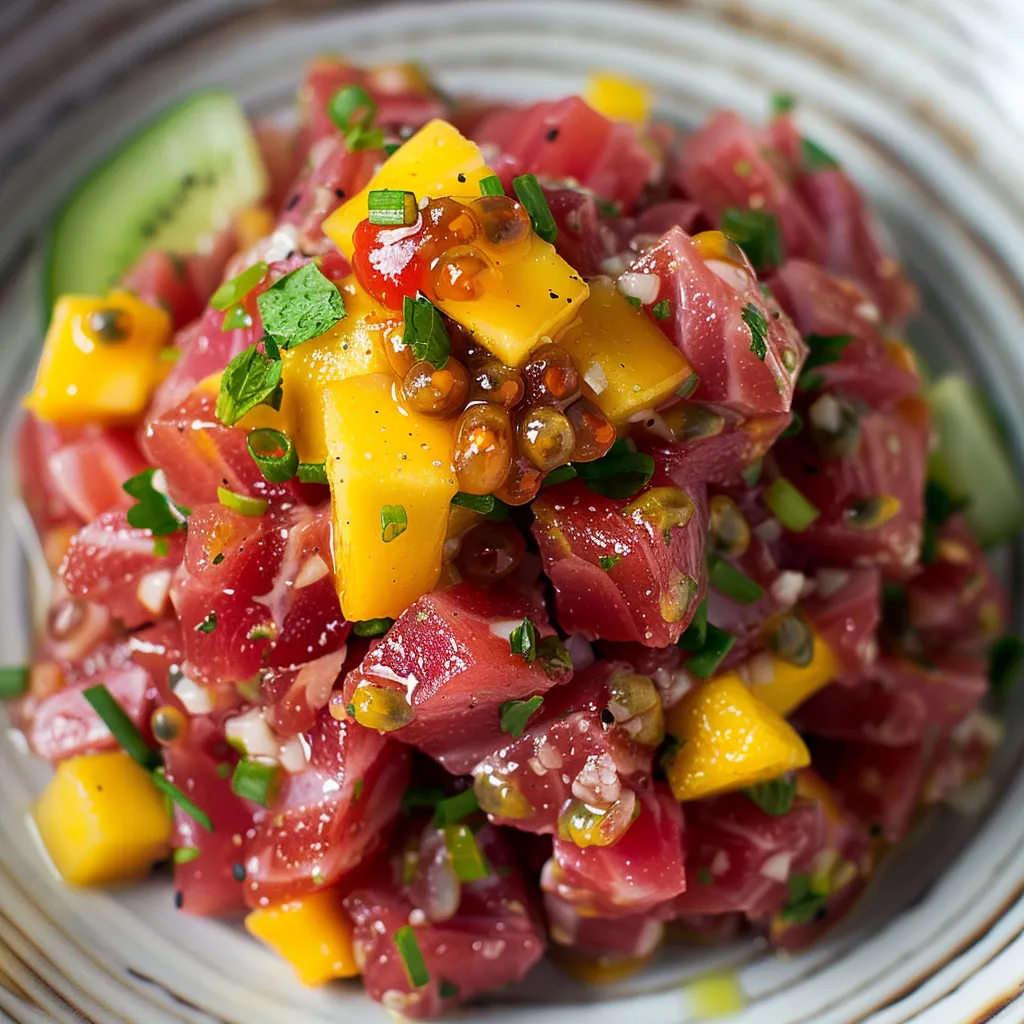 Tartare thon fruits tropicaux