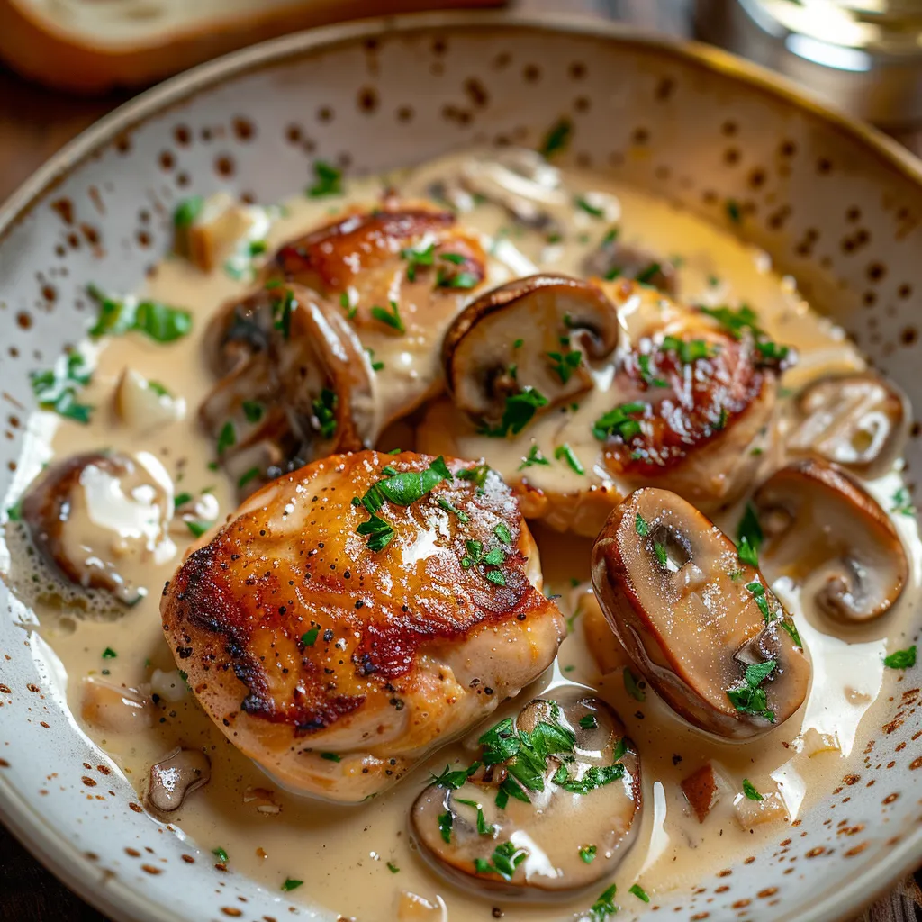 Poulet aux champignons crème