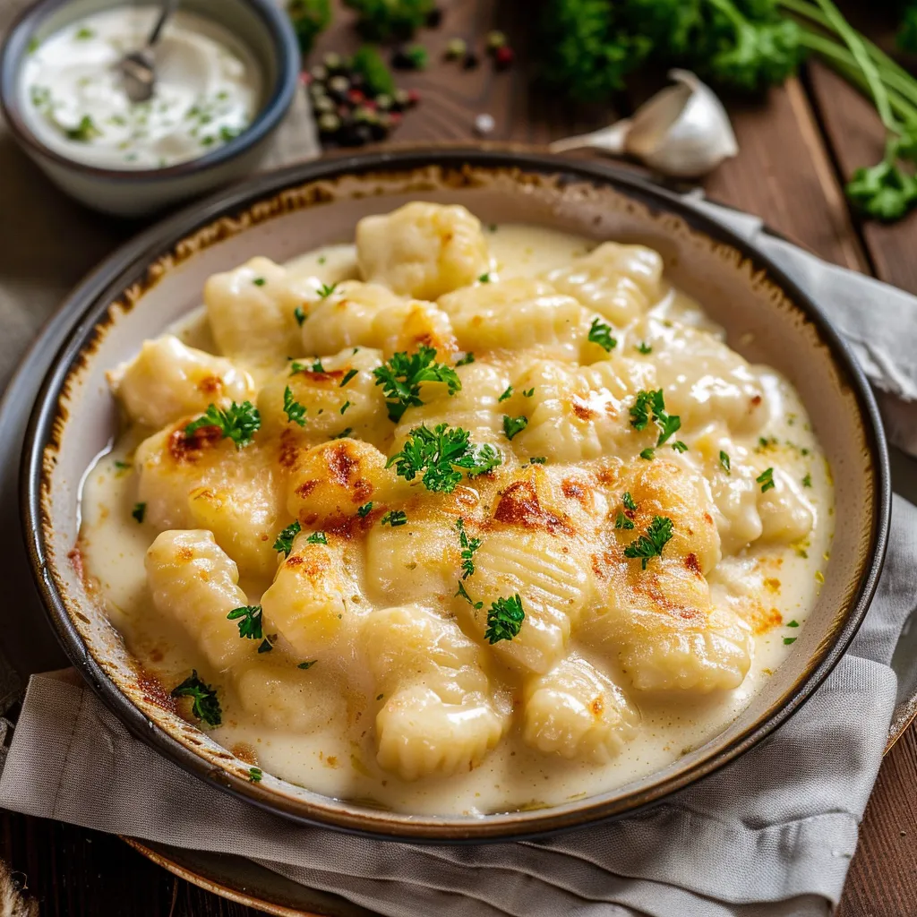 Gratin de gnocchis crémeux au poulet fondant