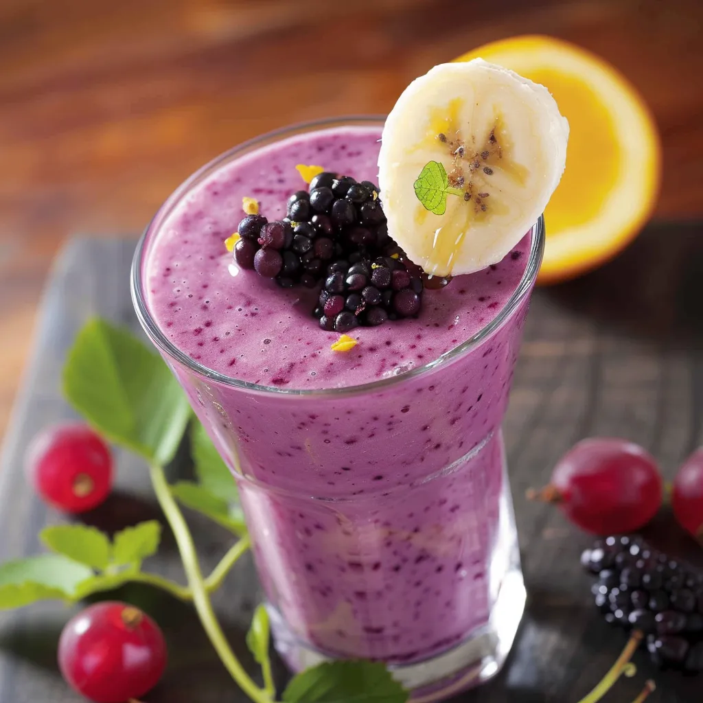 Smoothie au cassis et banane, prêt en quelques minutes