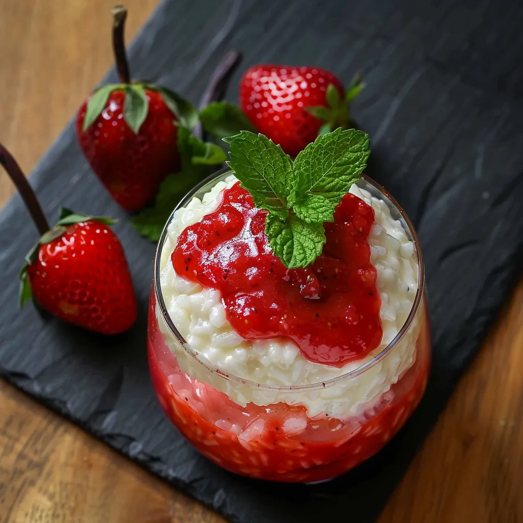 Riz au lait crémeux fraise