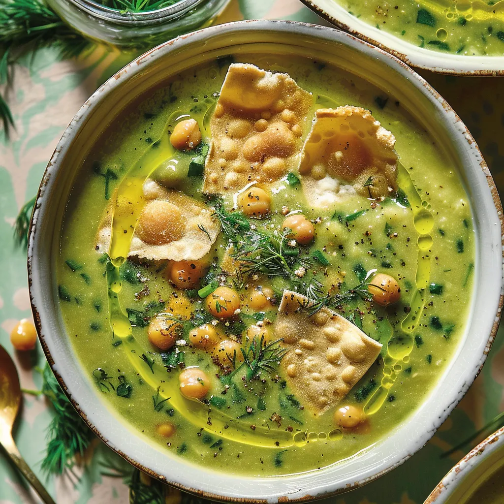 Soupe froide pois chiches roquette