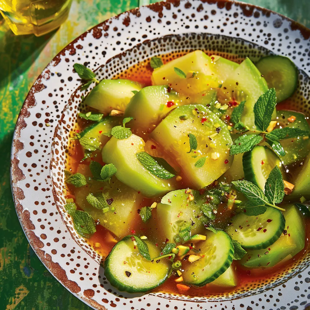 Salade melon miel et concombres