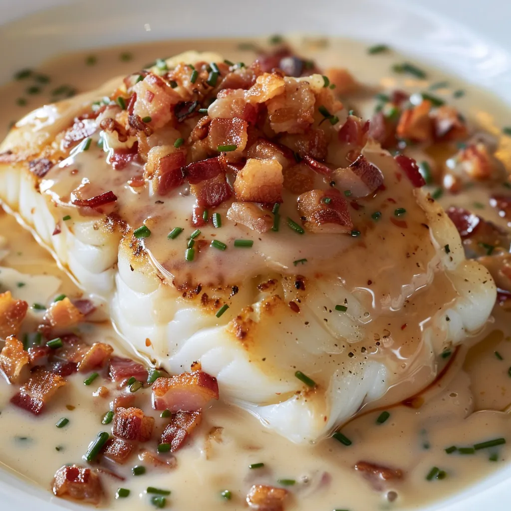 Cabillaud en crème et lardons : plat facile et savoureux