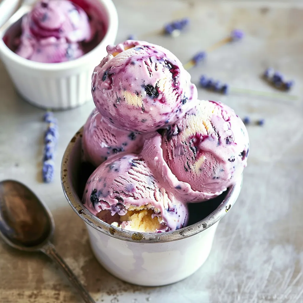 Crème glacée lavande bleuets