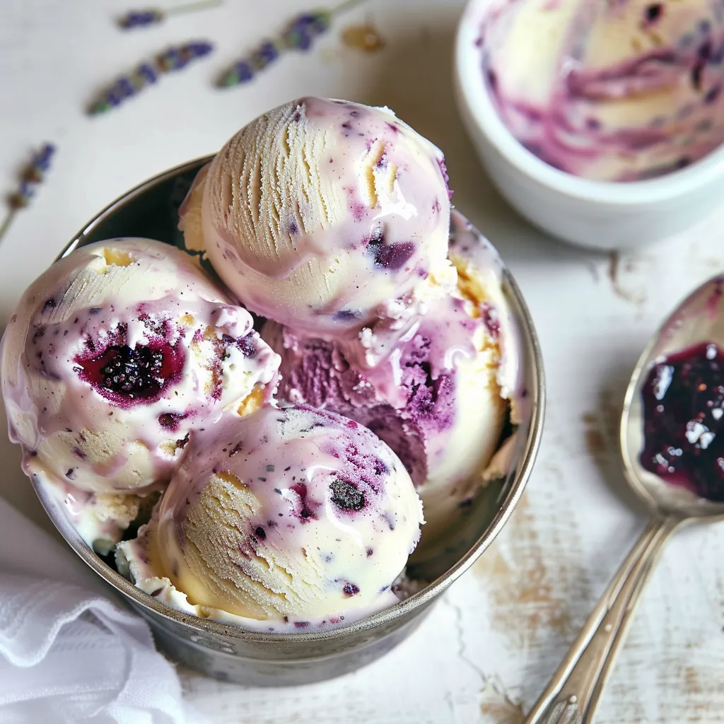 Crème glacée à la lavande et aux bleuets