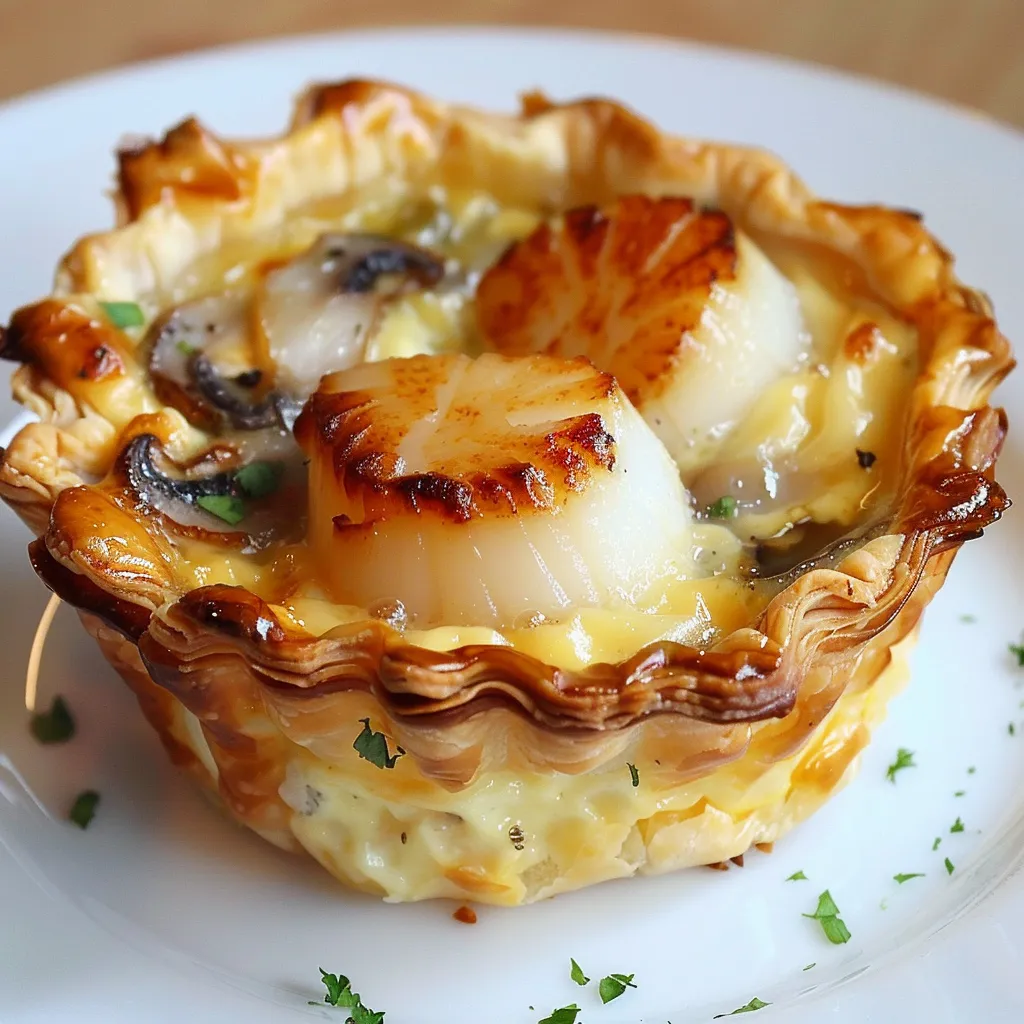 Mini quiches gourmandes aux noix de Saint-Jacques et champignons