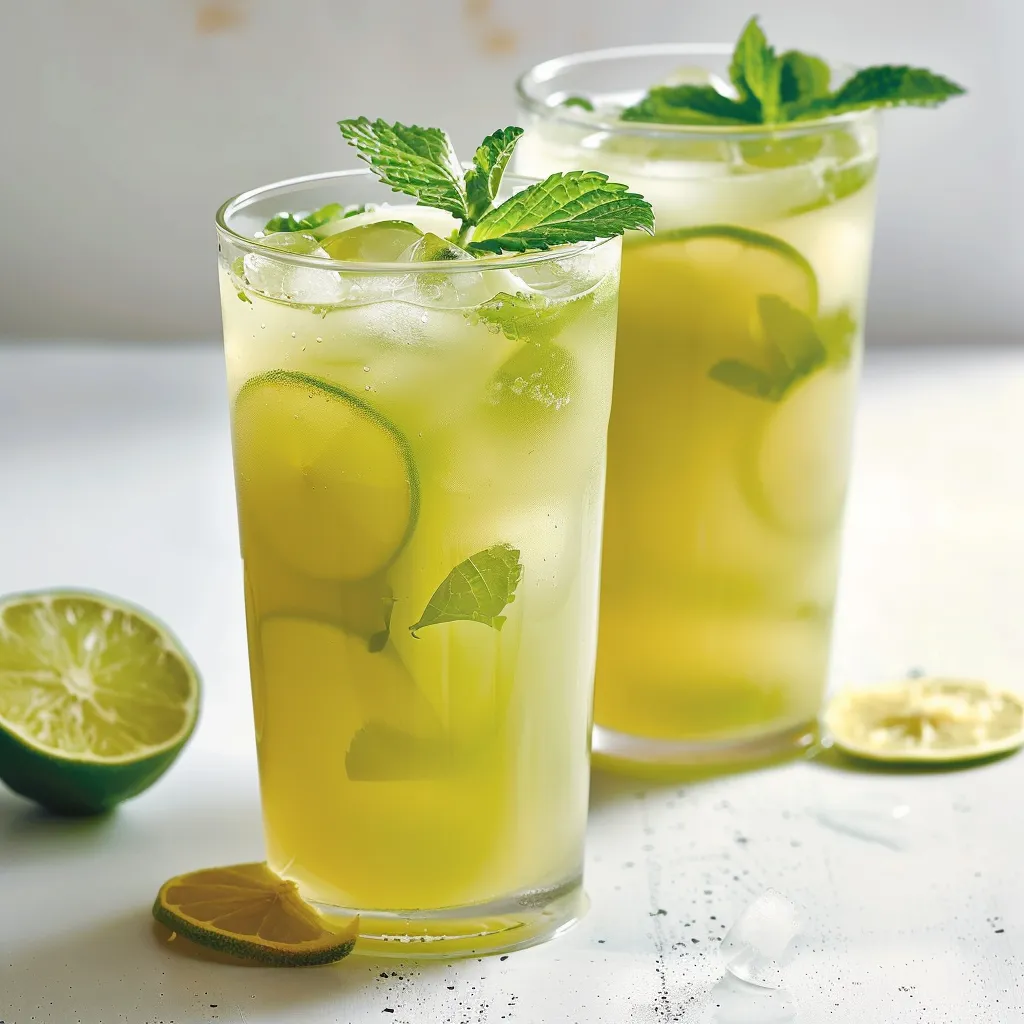 Limonade rafraîchissante au lime, coco et menthe
