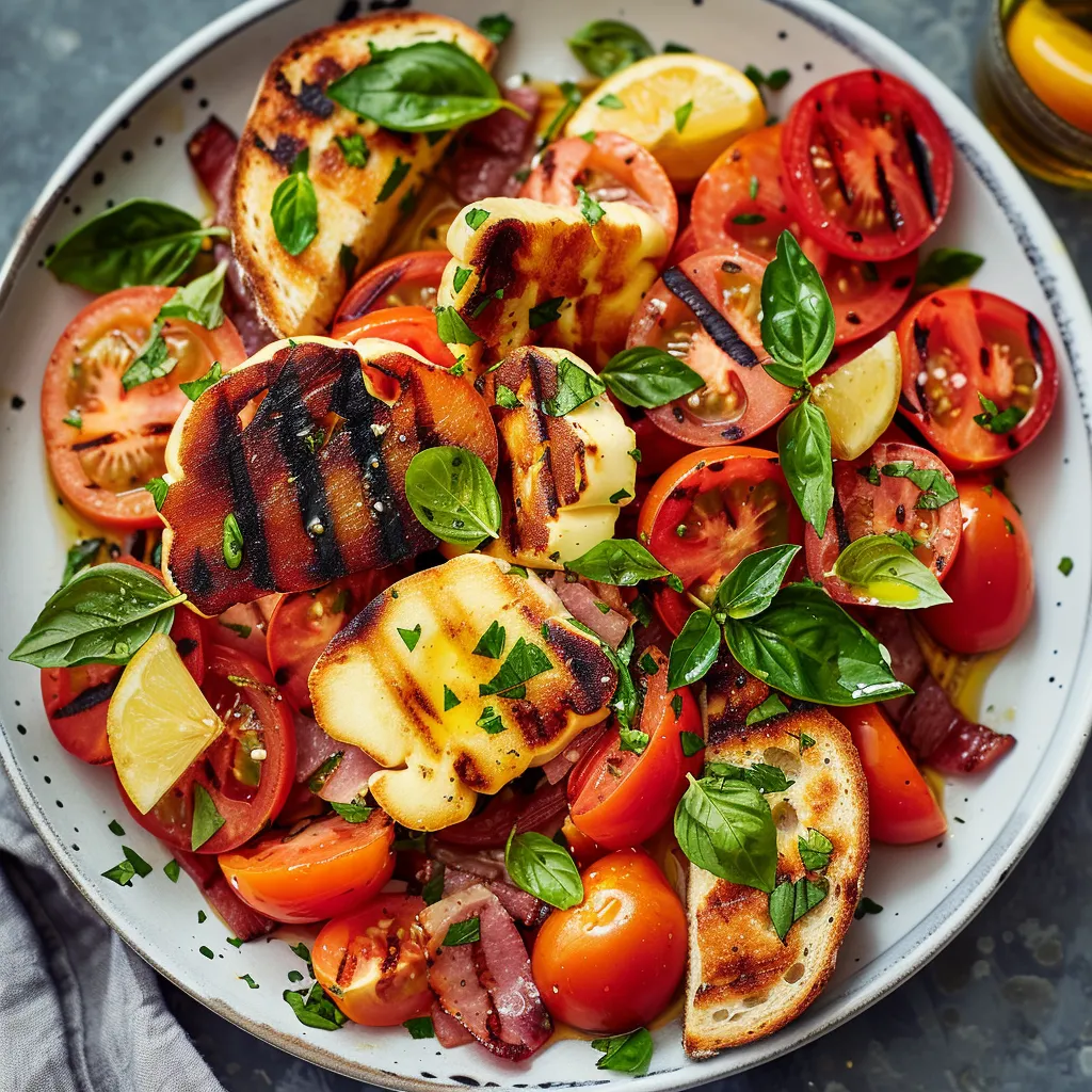 Salade de tomates et halloumi