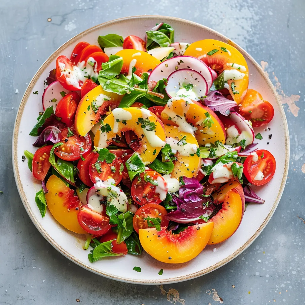 Salade tomates pêches vinaigrette