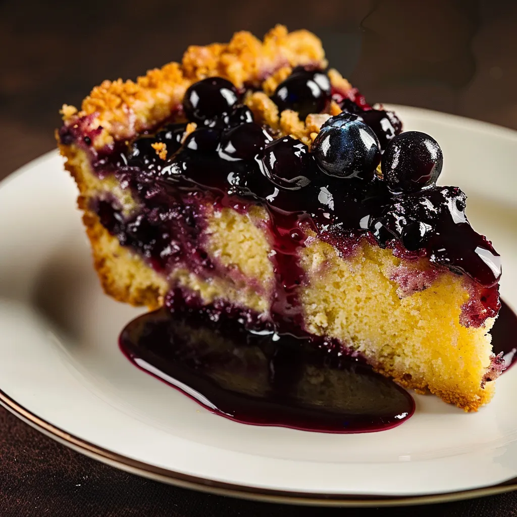 Gâteau moelleux au maïs et bleuets avec crumble croustillant