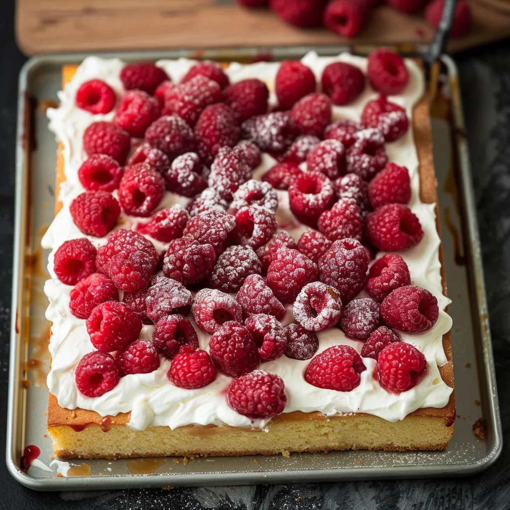 Gâteau moelleux à la vanille et coulis de framboises fraîches gourmandes