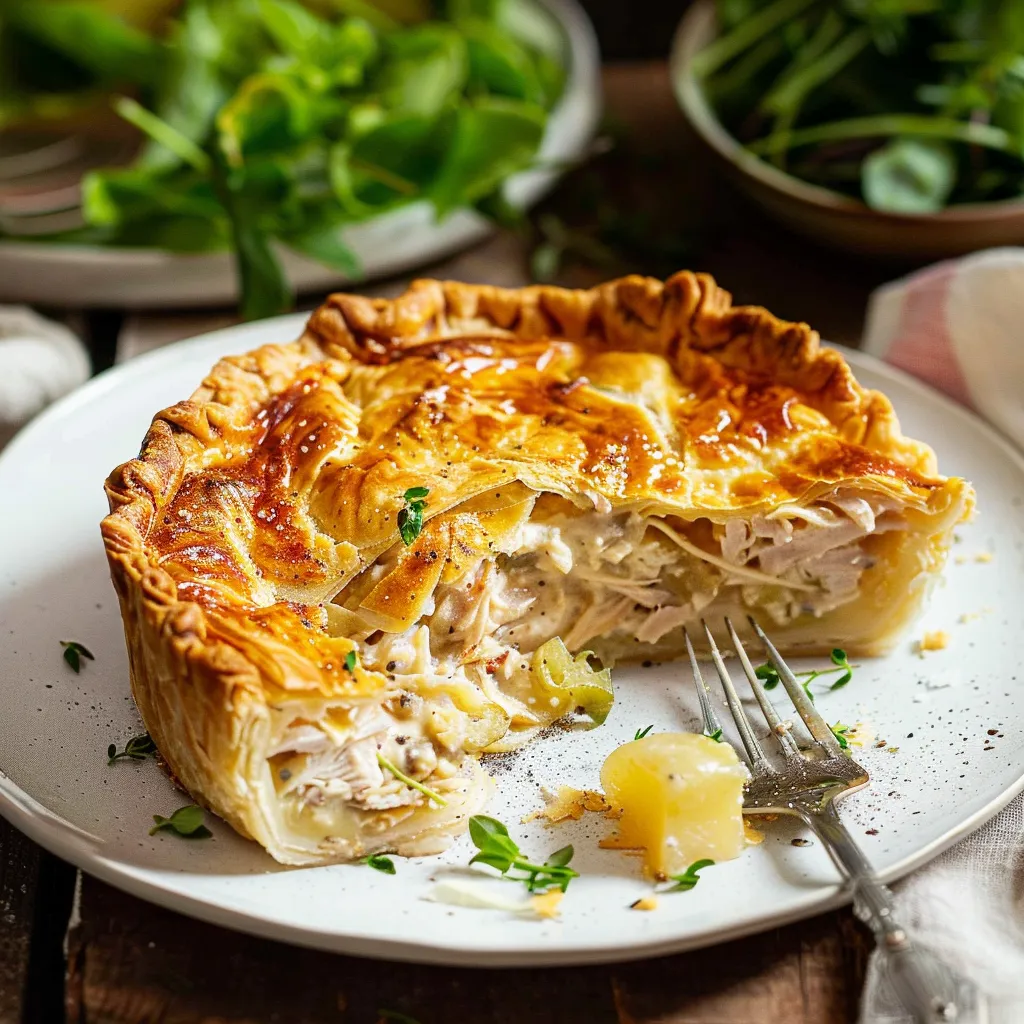 Délicieux pâté au poulet, poireaux et estragon