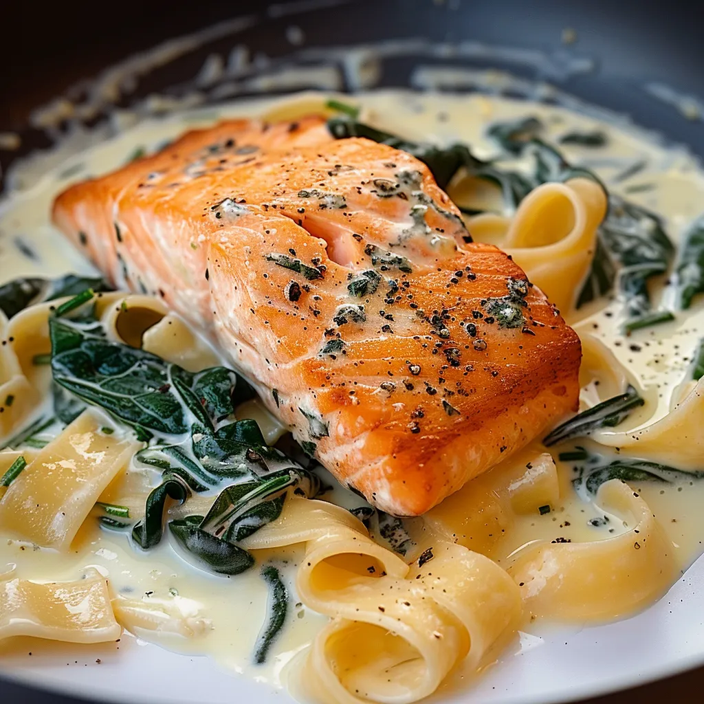 Saumon nappé d’une sauce épicée et onctueuse