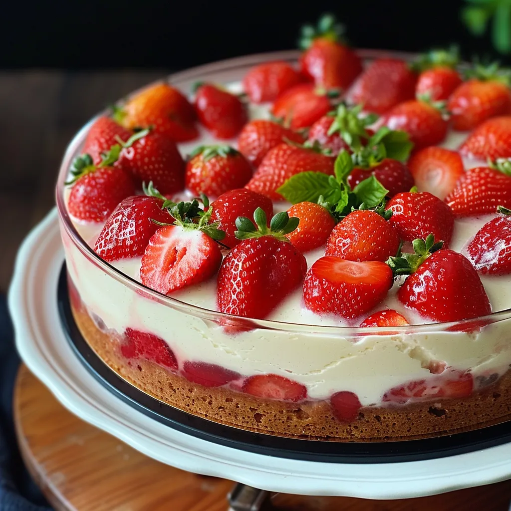 Gâteau froid aux fraises sans gélatine ni crème
