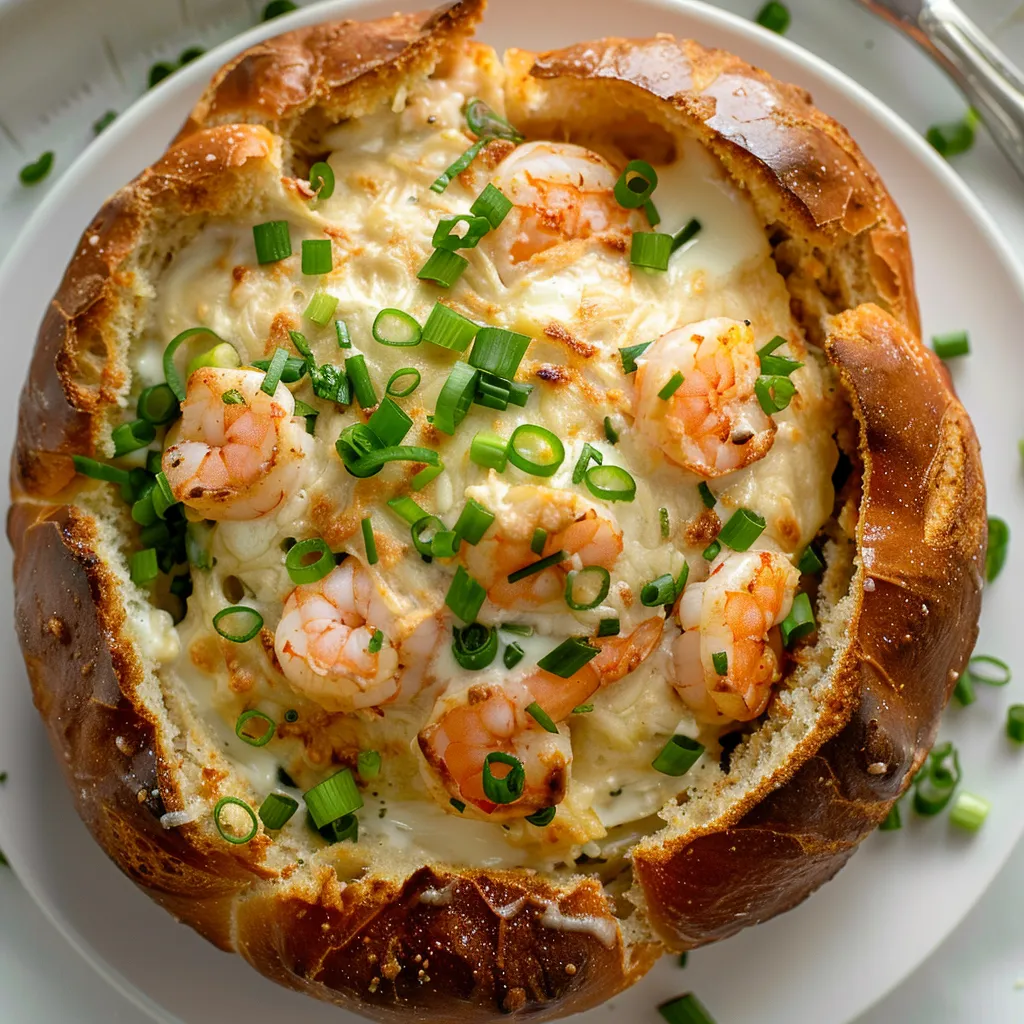 Bol de pain au levain garni aux fruits de mer fondants