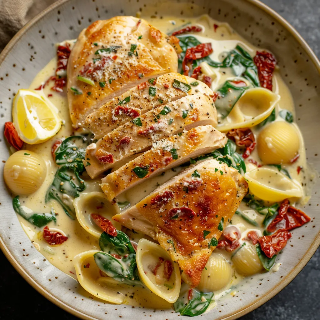 Poulet à la toscane avec épinards et crème