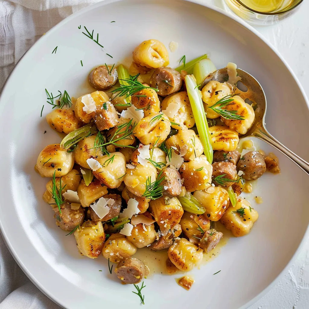 Gnocchis aux poireaux et saucisse
