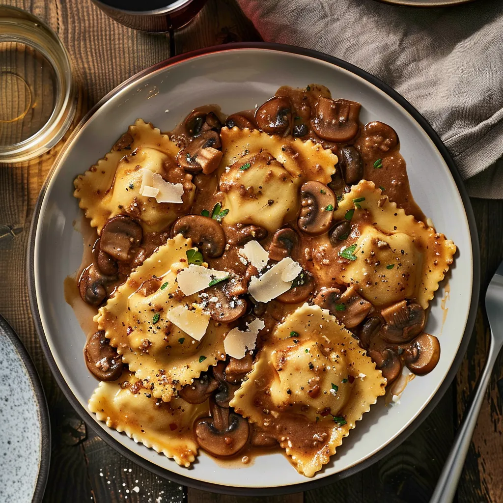 Raviolis au boeuf champignons