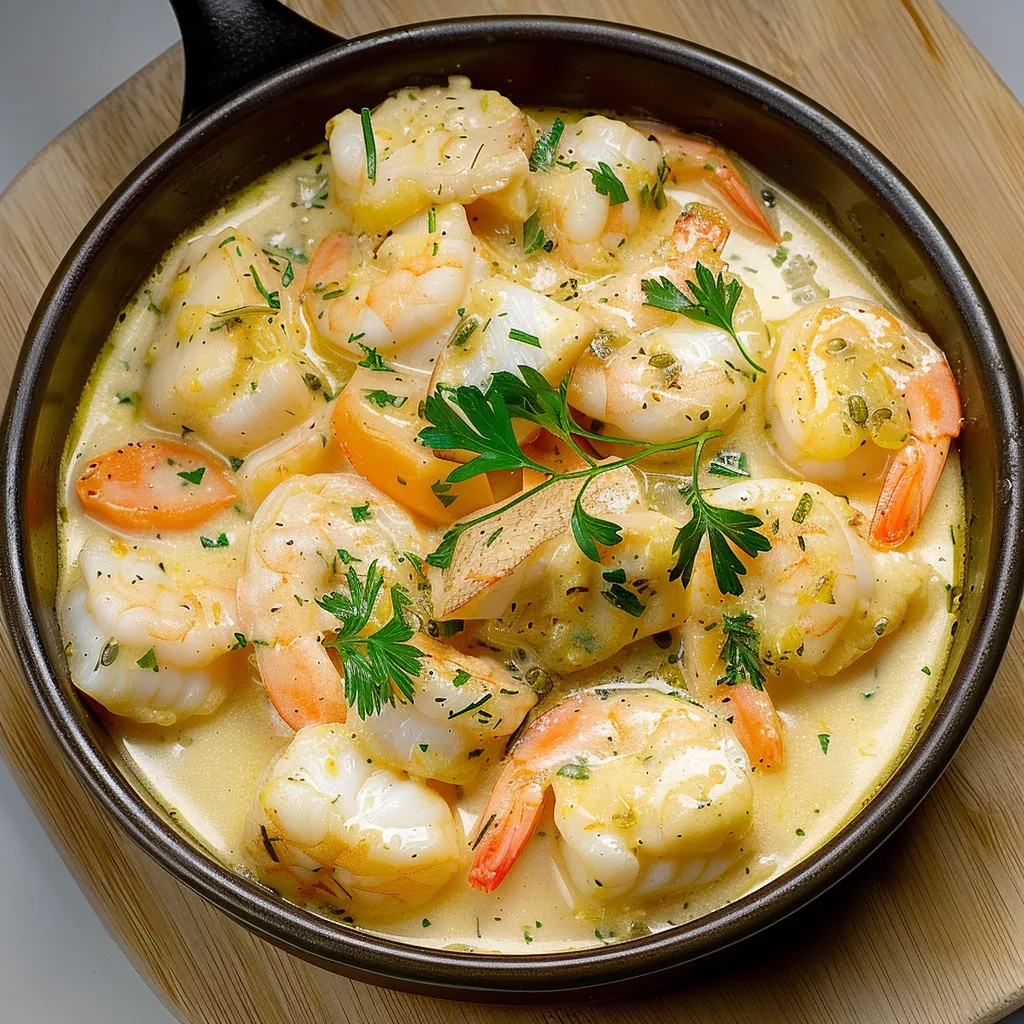 Cassolette aux poissons et crevettes avec légumes