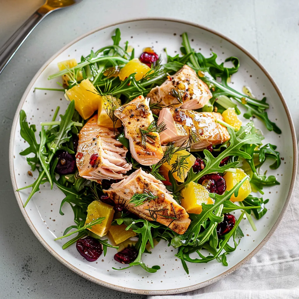 Salade de roquette truite betteraves