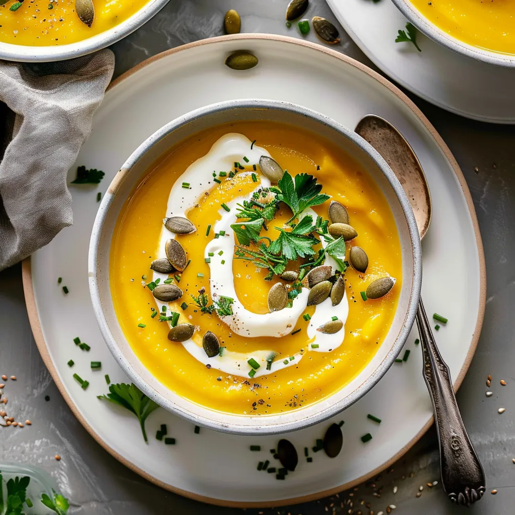 Potage onctueux à la citrouille et carottes