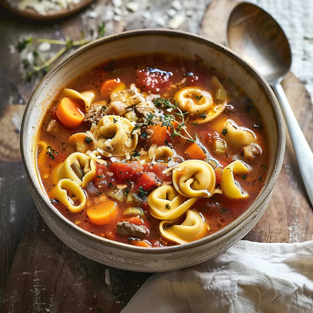 Soupe aux tortellinis et légumes