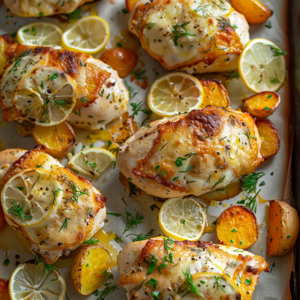 Poulet au romano et citron avec légumes rôtis