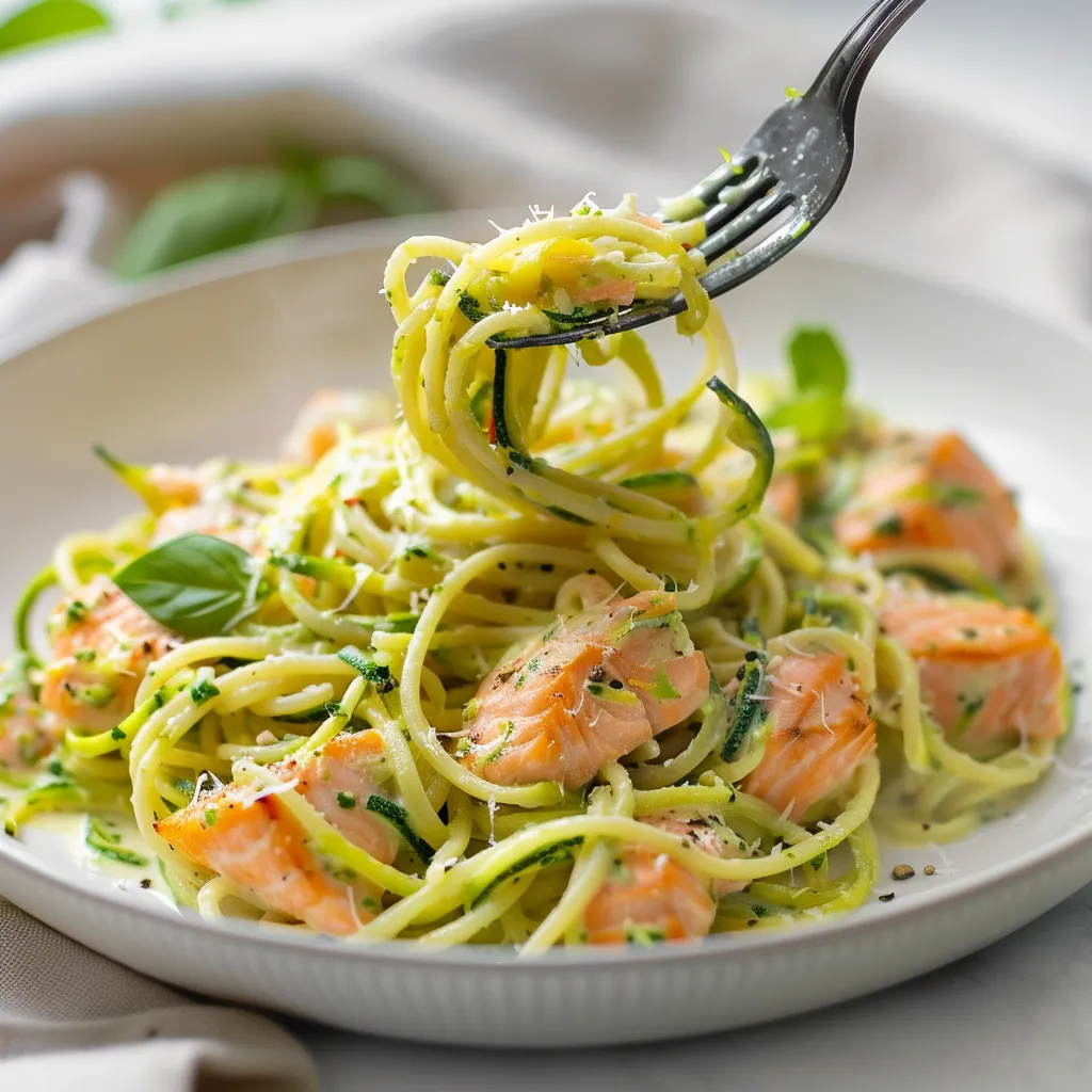 Pâtes saumon et courgettes