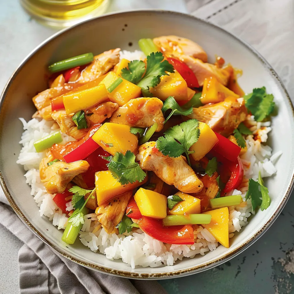 Sauté poulet poivron mangue