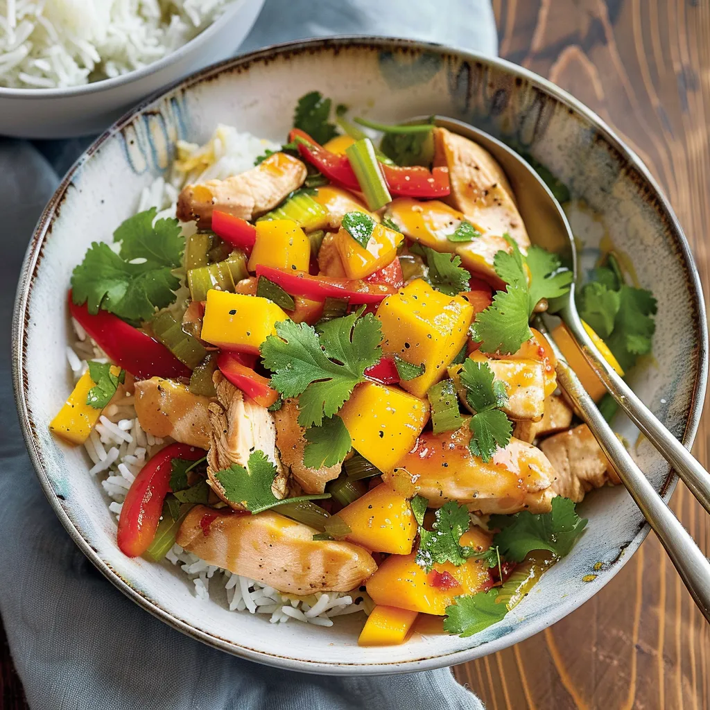 Sauté de poulet au poivron et mangue - Une explosion de saveurs